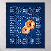 Orange Gerbera Daisy Wedding Seating Chart Poster (Vorne)