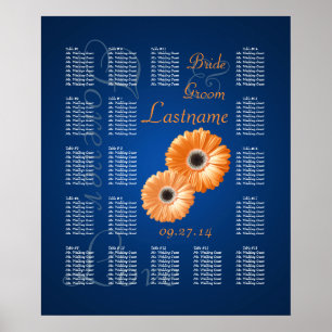 Orange Gerbera Daisy Wedding Seating Chart Poster