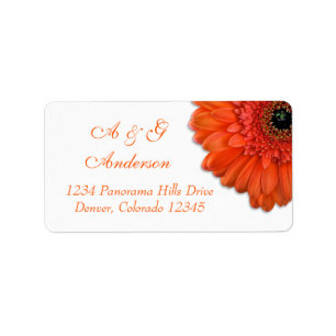 Orange Gerbera Daisy White Wedding Address Labels Adressaufkleber