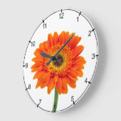 Orange Gerbera-Gänseblümchen-Blume Große Wanduhr (Winkel)