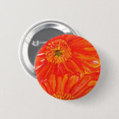 Orange Gerbera-Gänseblümchen Button (Vorne & Hinten)