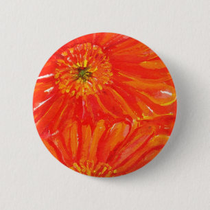 Orange Gerbera-Gänseblümchen Button