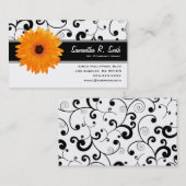 Orange Gerbera-Gänseblümchen-schwarze u. weiße Visitenkarte (Vorne/Hinten)