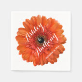 Orange Gerbera Gerber Daisy Personalisiert Wedding Serviette (Vorderseite)