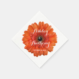 Orange Gerbera Gerber Daisy Personalisiert Wedding Serviette
