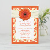 Orange Gerbera Ivory Floral Wedding Einladung (Stehend Vorderseite)