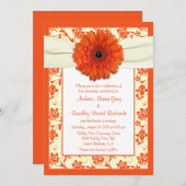 Orange Gerbera Ivory Floral Wedding Einladung (Vorne/Hinten)