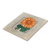 Orange Gerberas Floral Monogram Fliese (Seite)