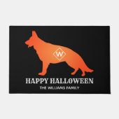 Orange German Shepherd Happy Halloween Familiennam Fußmatte (Vorderseite)