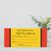 Orange-Geschenkgutschein (Stehend Vorderseite)