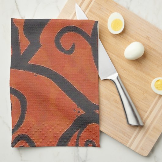 Orange Geschirrtuch (Viertel Falte)