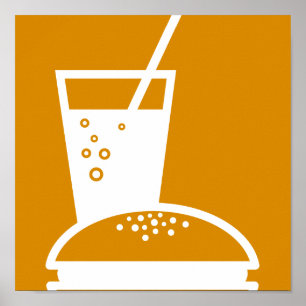 orange Geschmackexplosion des Burgers und der Poster