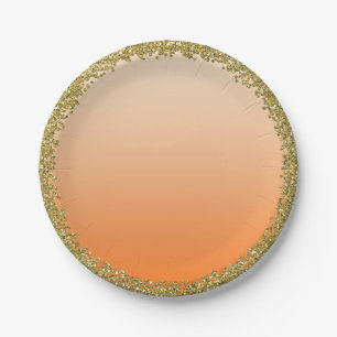 Orange getauchter Gold Glitter Glam Schimmer Party Pappteller