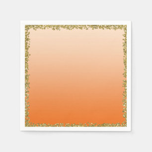Orange getauchter Gold Glitter Glam Schimmer Party Serviette