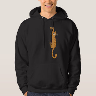Orange getigerte Katze hängt Lustige gestreifte Hoodie