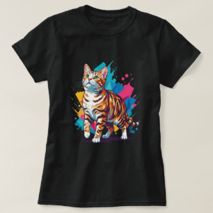 Orange getigerte Katze Pop-Art-Splash-Design T-Shirt