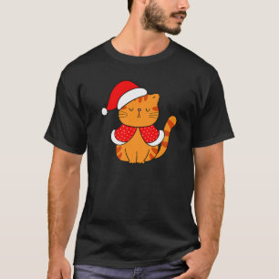 Orange getigerte Katze Santa Hut Weihnachten Katze T-Shirt