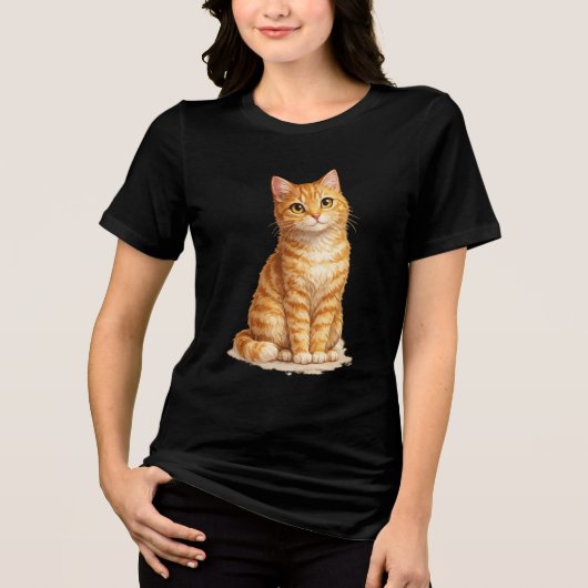Orange getigerte Katzen-Cliparts Tri-Blend Shirt (Vorderseite)