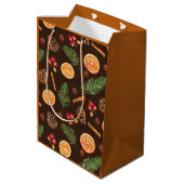 Orange Gewürz Rustikaler Winter Botanisch Mittlere Geschenktüte (Rückseite Schrägansicht)