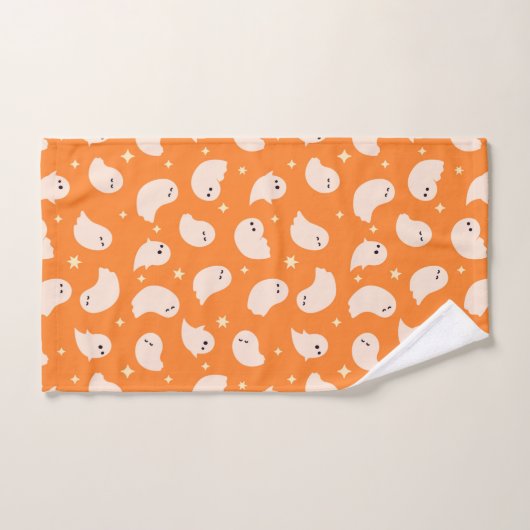 Orange Ghost Doodle Muster Badhandtuch Set (Handtuch)