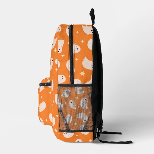 Orange Ghost Doodle Muster Bedruckter Rucksack (Rechts)