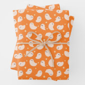 Orange Ghost Doodle Muster Geschenkpapier Set (Beispiel)