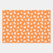 Orange Ghost Doodle Muster Geschenkpapier Set (Vorderseite)