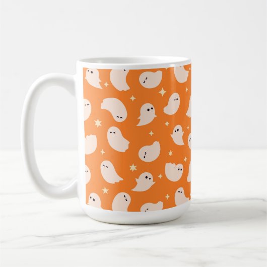 Orange Ghost Doodle Muster Kaffeetasse (Links)