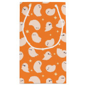 Orange Ghost Doodle Muster Kleine Geschenktüte (Rückseite)