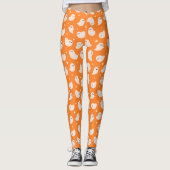 Orange Ghost Doodle Muster Leggings (Vorderseite)