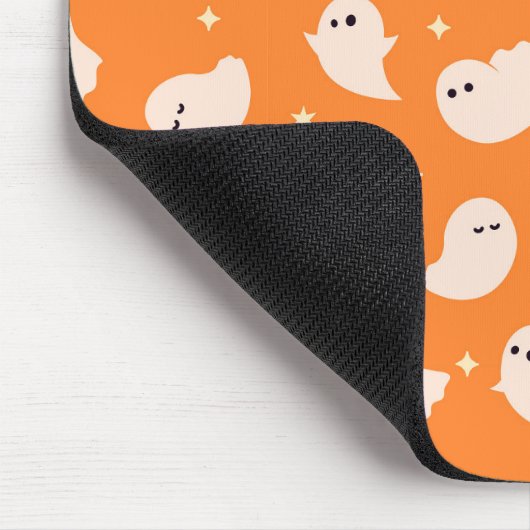Orange Ghost Doodle Muster Mousepad (Ecke)