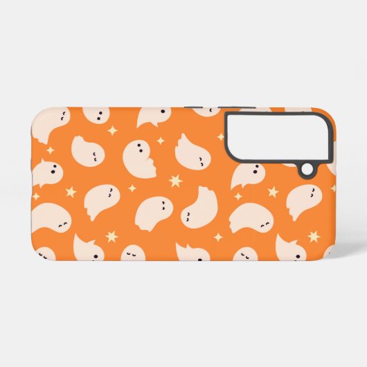 Orange Ghost Doodle Muster Samsung Galaxy Hülle (Rückseite (Horizontal))