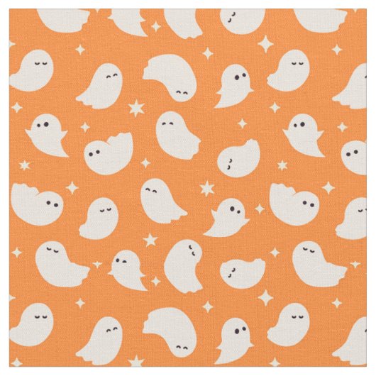 Orange Ghost Doodle Muster Stoff (Nahaufnahme)