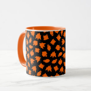 Orange Ghost Elegant Vintag Halloween Tasse