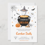 Orange Ghost Halloween Baby Brewing Baby Shower Einladung (Vorderseite)