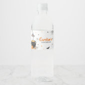 Orange Ghost Halloween Baby Brewing Baby Shower Wasserflaschenetikett (Vorderseite)