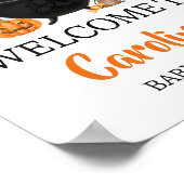 Orange Ghost Halloween Baby brütet Willkommen Poster (Ecke)