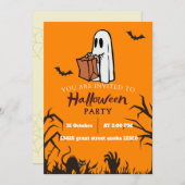 orange Ghost Halloween Einladung (Vorne/Hinten)