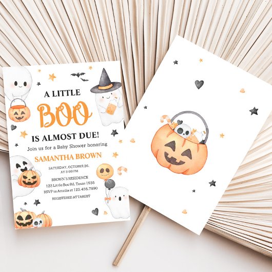 Orange Ghost Halloween Little Boo Baby Dusche Einladung