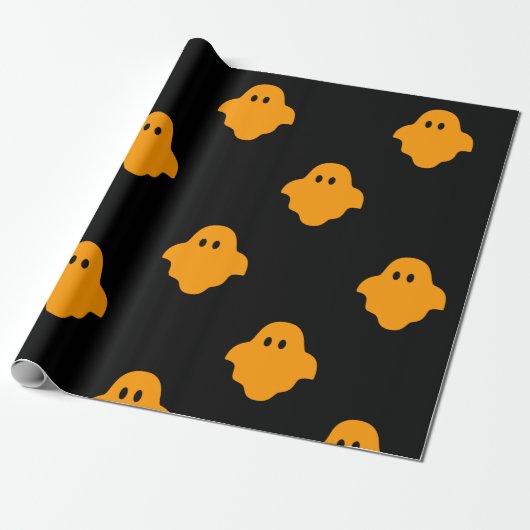 Orange Ghost Halloween-Thema Geschenkpapier (Ungerollt)