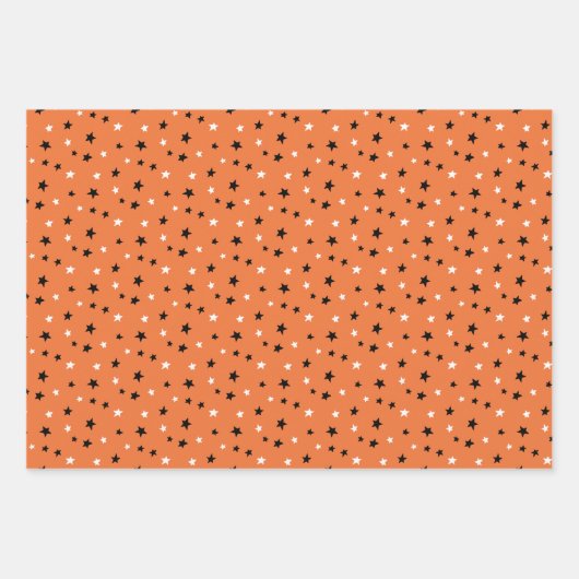 Orange Ghosts Bats Stars Halloween Patterns Geschenkpapier Set (Vorderseite 3)