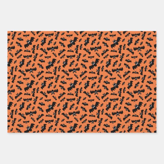 Orange Ghosts Bats Stars Halloween Patterns Geschenkpapier Set (Vorderseite 2)