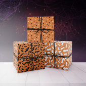 Orange Ghosts Bats Stars Halloween Patterns Geschenkpapier Set