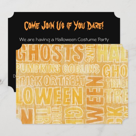 Orange Ghosts/Goblins Halloween-Party Einladung (Vorne/Hinten)