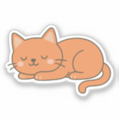 Orange Ginger Cat – Adorable Sleeping Cartoon Aufkleber (Vorderseite)