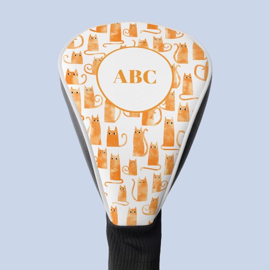Orange Ginger Cat Monogram Intials Personalized Golf Headcover
