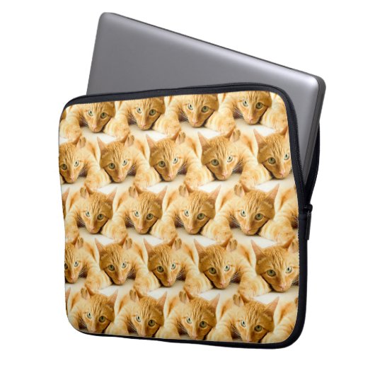 Orange Ginger Cat Pattern Laptopschutzhülle (Vorderseite Links)