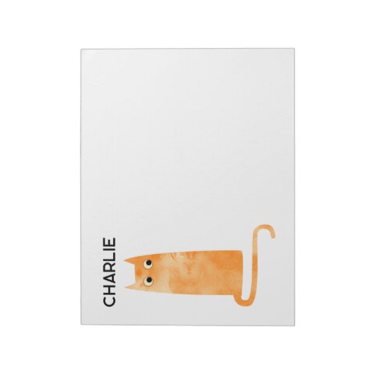 Orange Ginger Cat Personalisiert Notizblock (Rotiert)