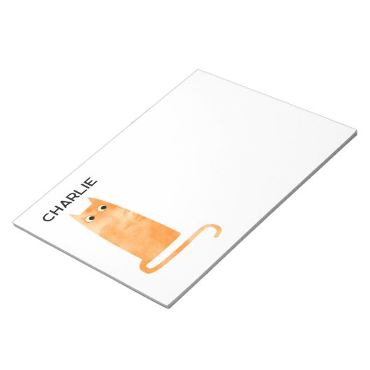 Orange Ginger Cat Personalisiert Notizblock (angewinkelt)