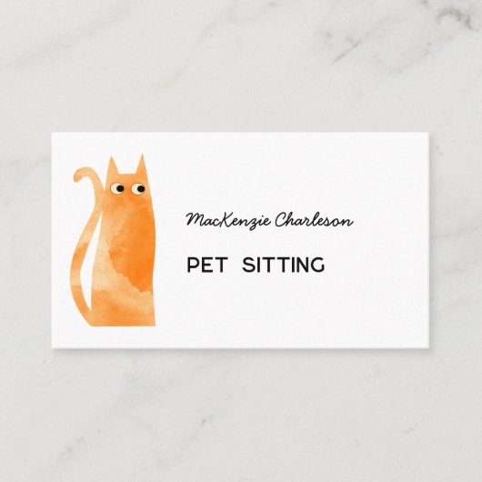 Orange Ginger Cat QR Code Pet Services Visitenkarte (Vorderseite)